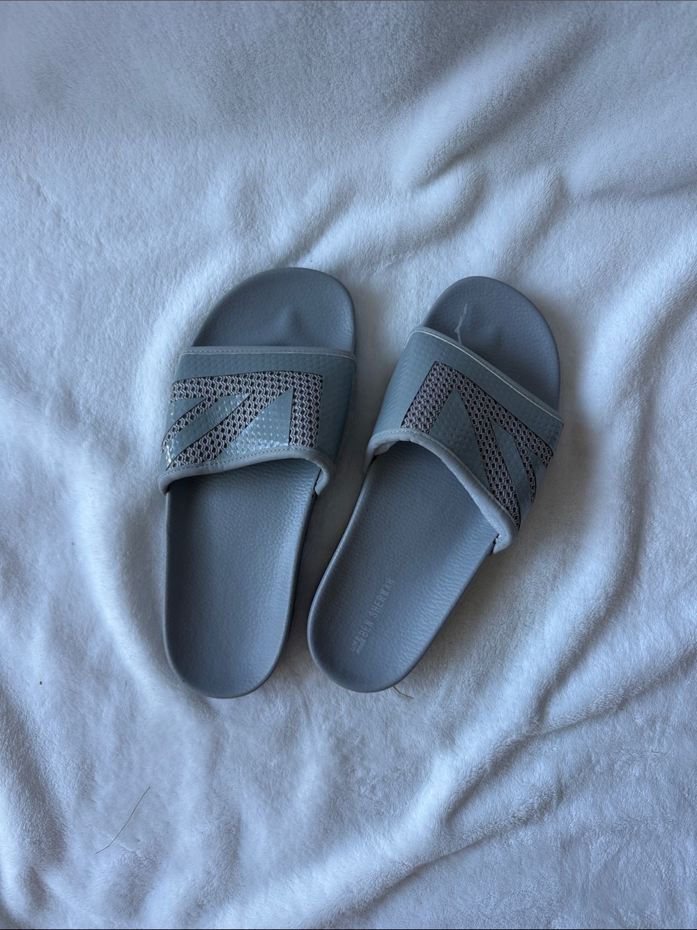 Ben Sherman Light Grey Slide Sandals with Mesh Strap